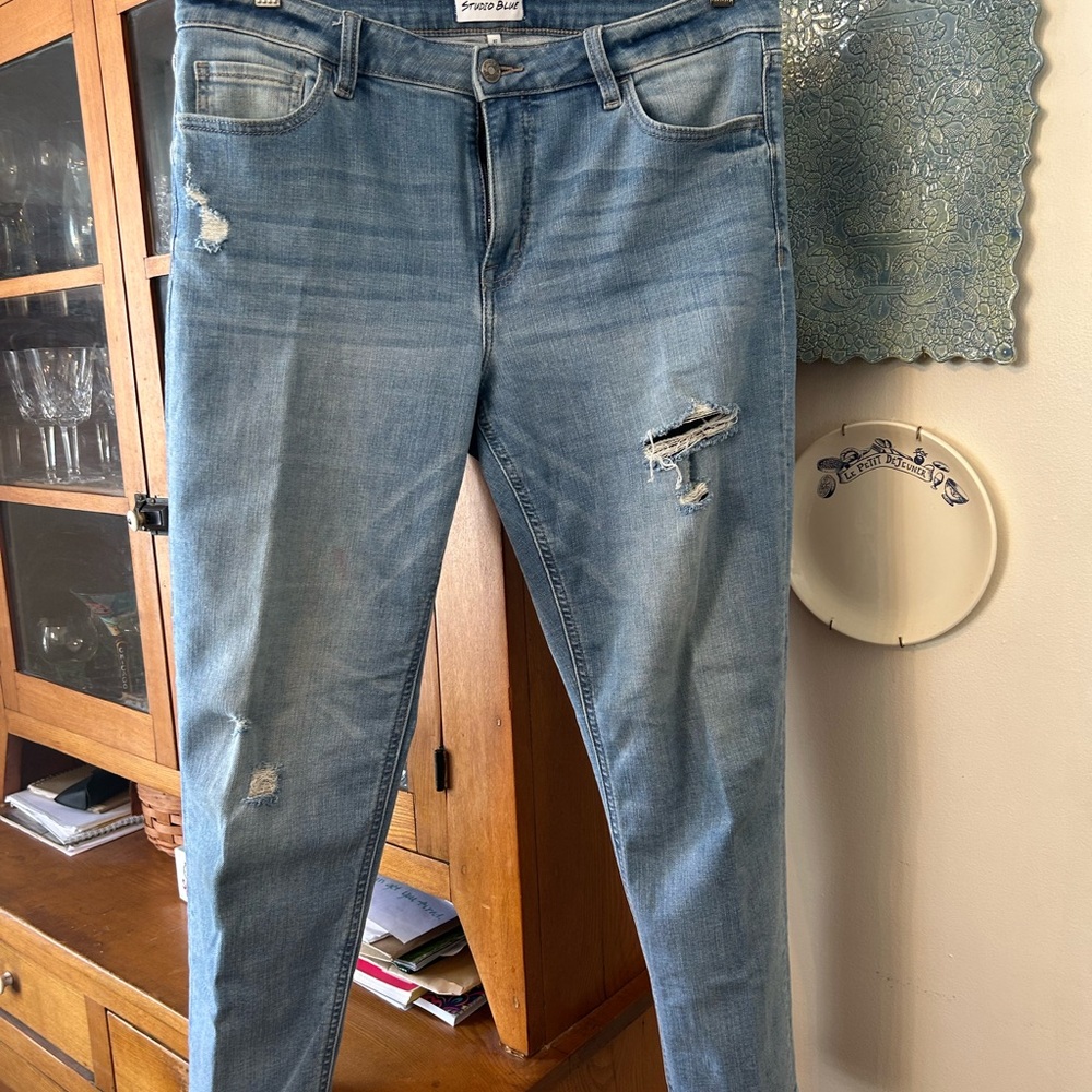 Women's Blue Distressed Jeans